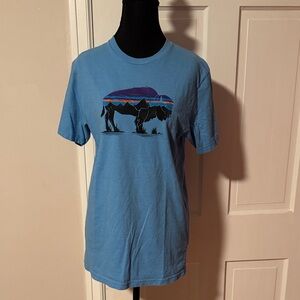 Patagonia Men's Slim Fit T Size Small Responsibili-Tee Bison Buffalo Mountain